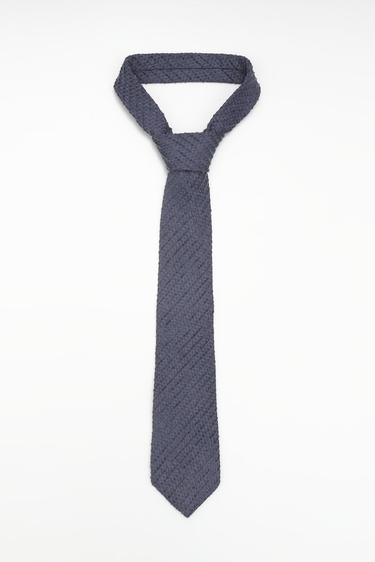 Natural-Dyed Silk Fancy Yarn Tie NAVY