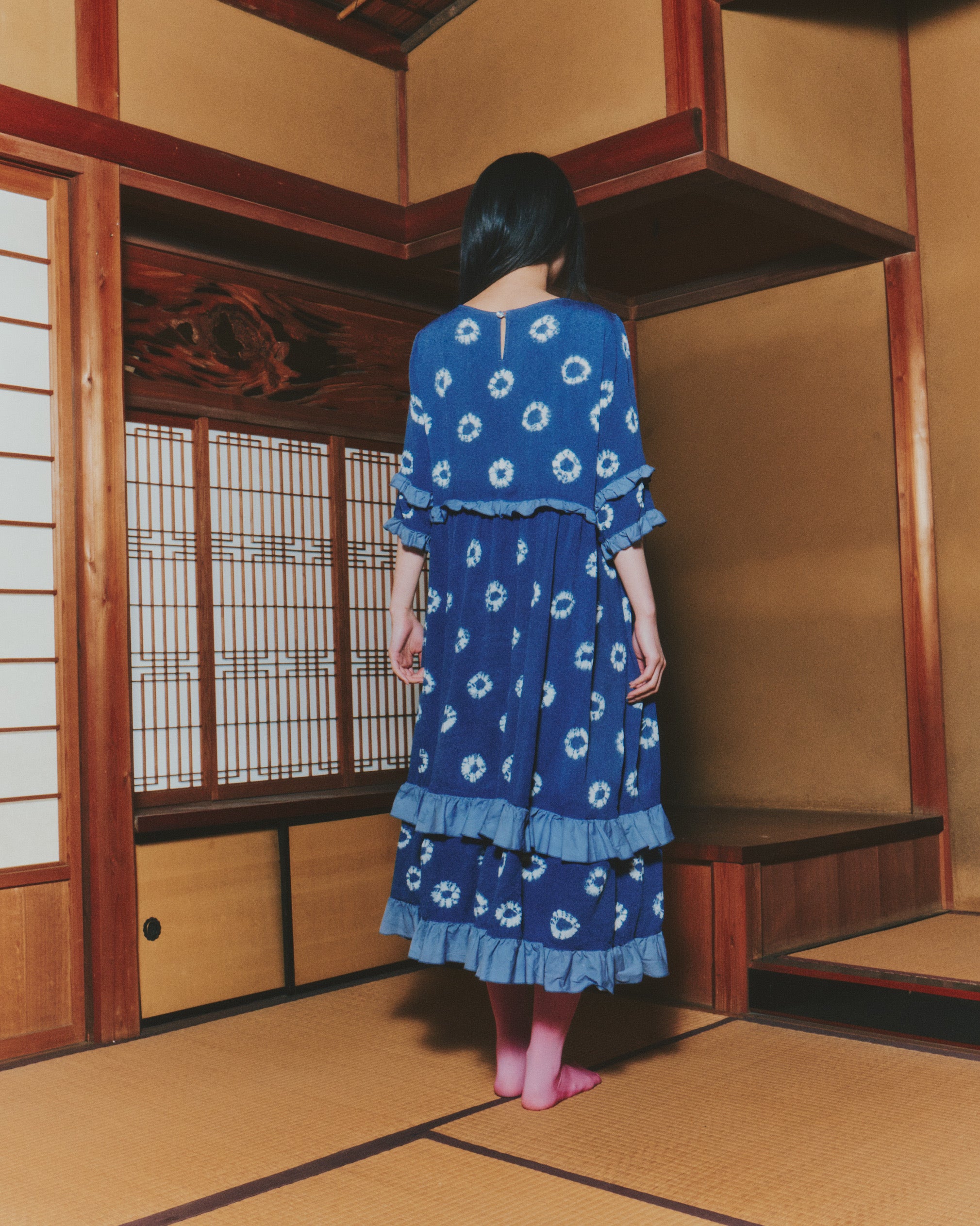 【WORKSHOP】常盤 "Nui-shibori"ruffle dress