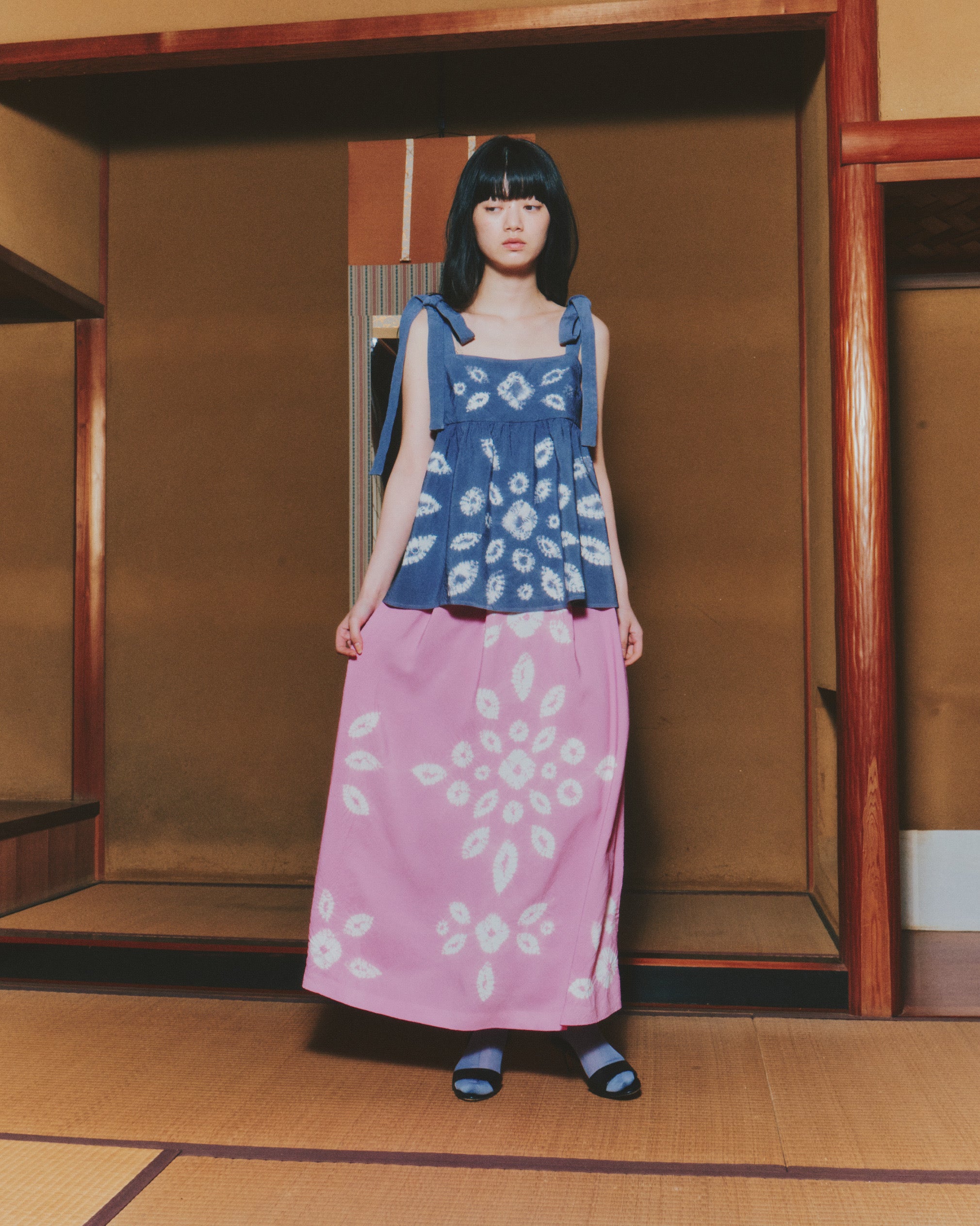 【WORKSHOP】桔梗 "Nui-shibori" long skirt
