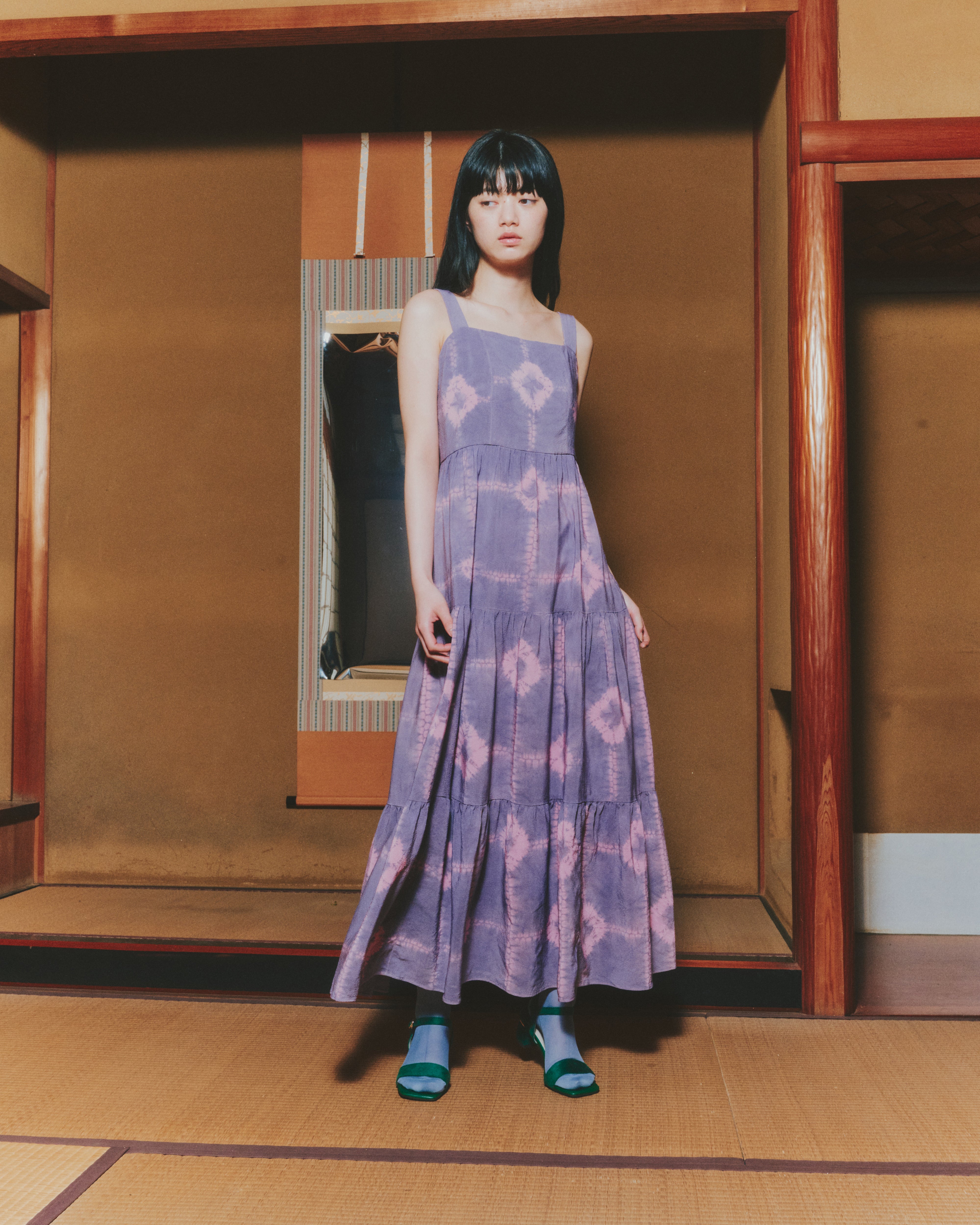 【WORKSHOP】花扇 "Nui-shibori" Gathered tiered dress