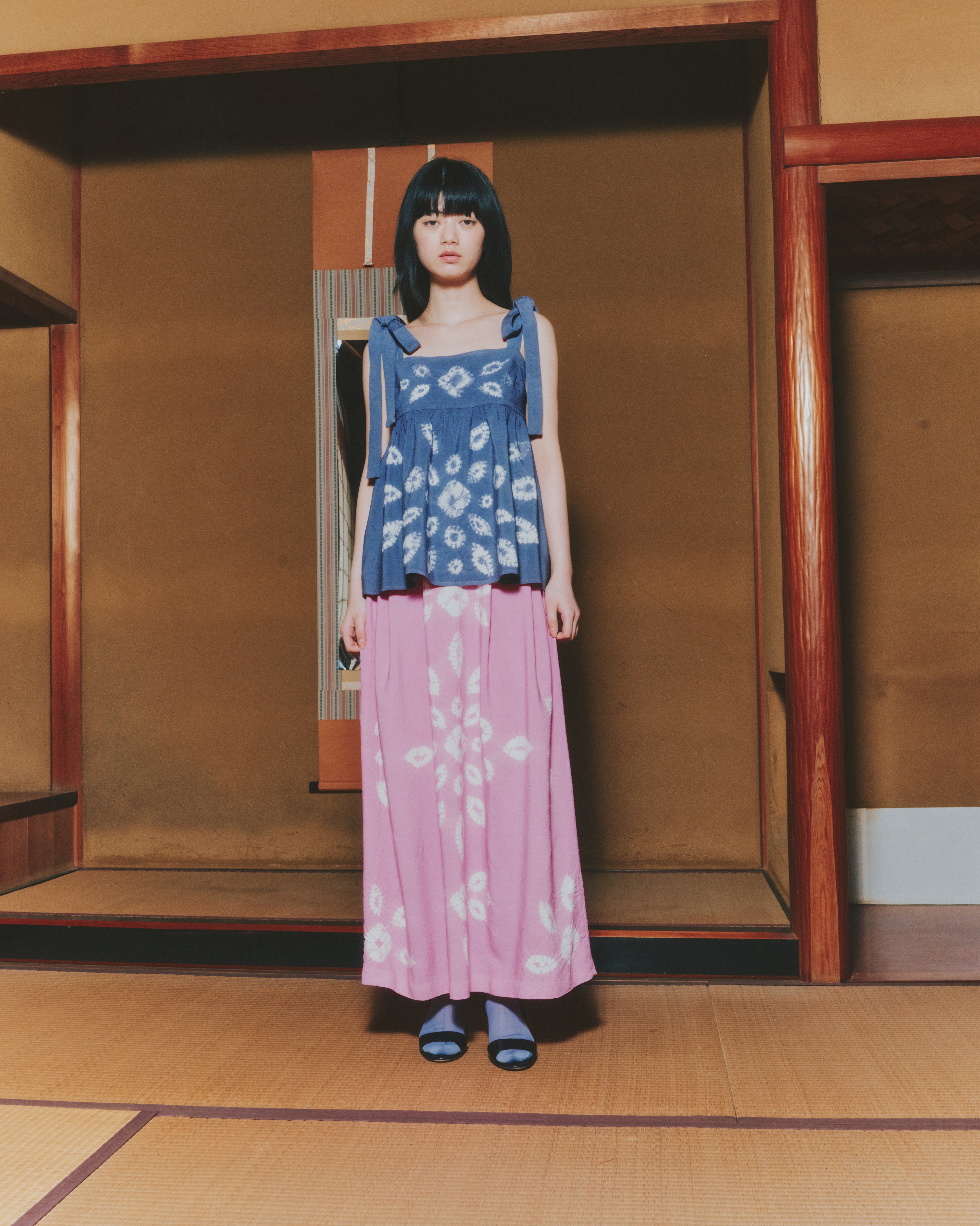 【WORKSHOP】桔梗 "Nui-shibori" long skirt
