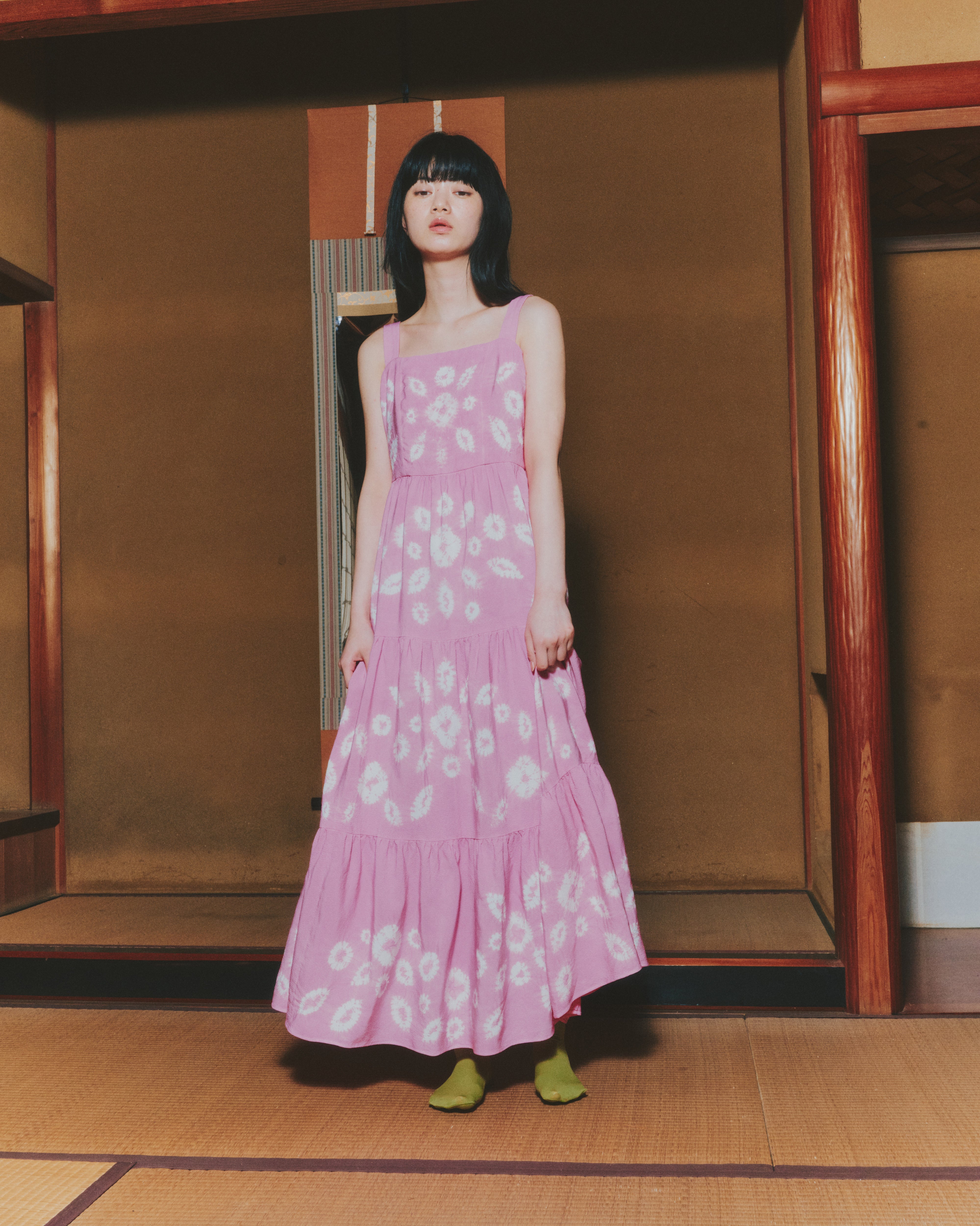 【WORKSHOP】桔梗 "Nui-shibori" Gathered tiered dress