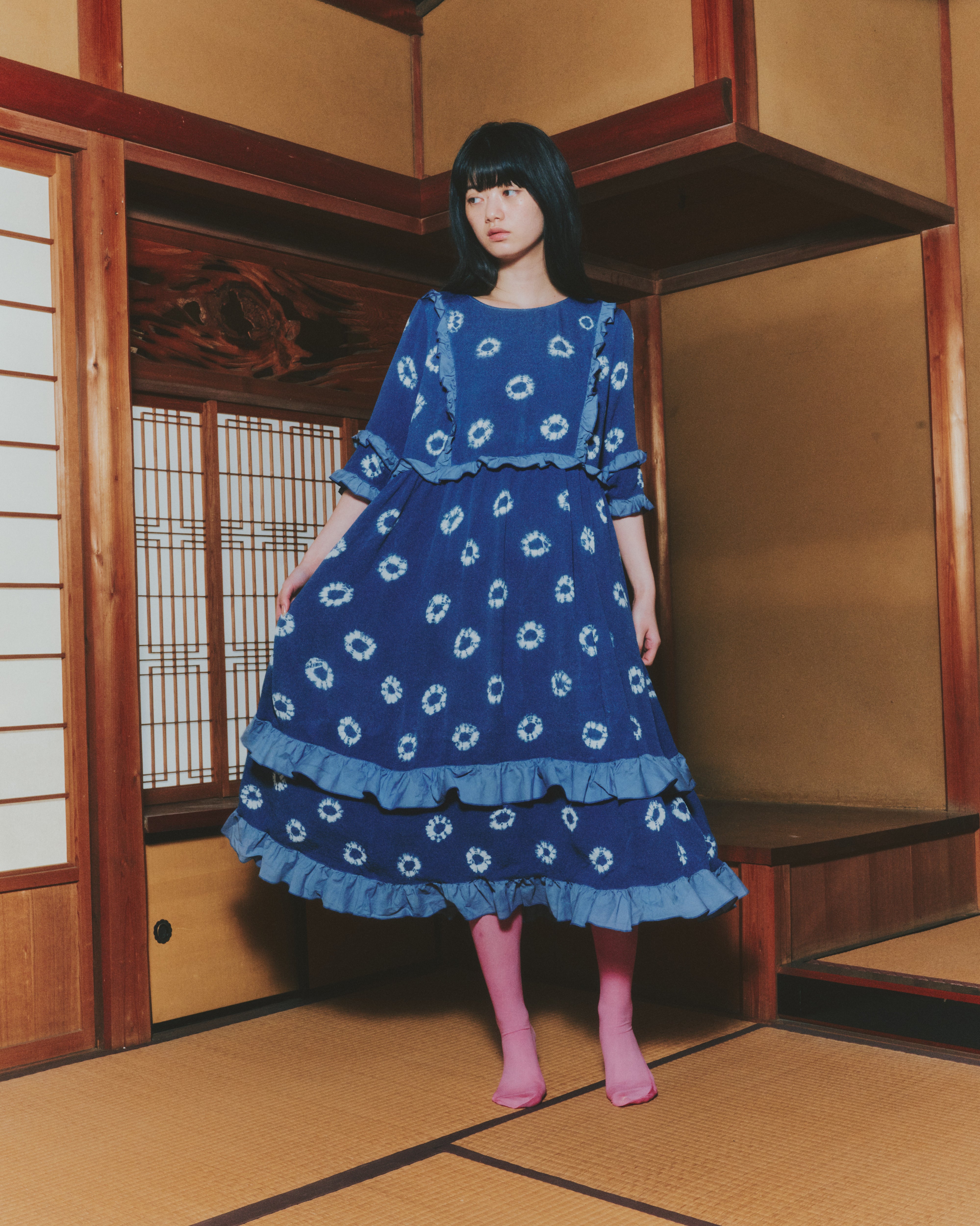 【WORKSHOP】常盤 "Nui-shibori"ruffle dress