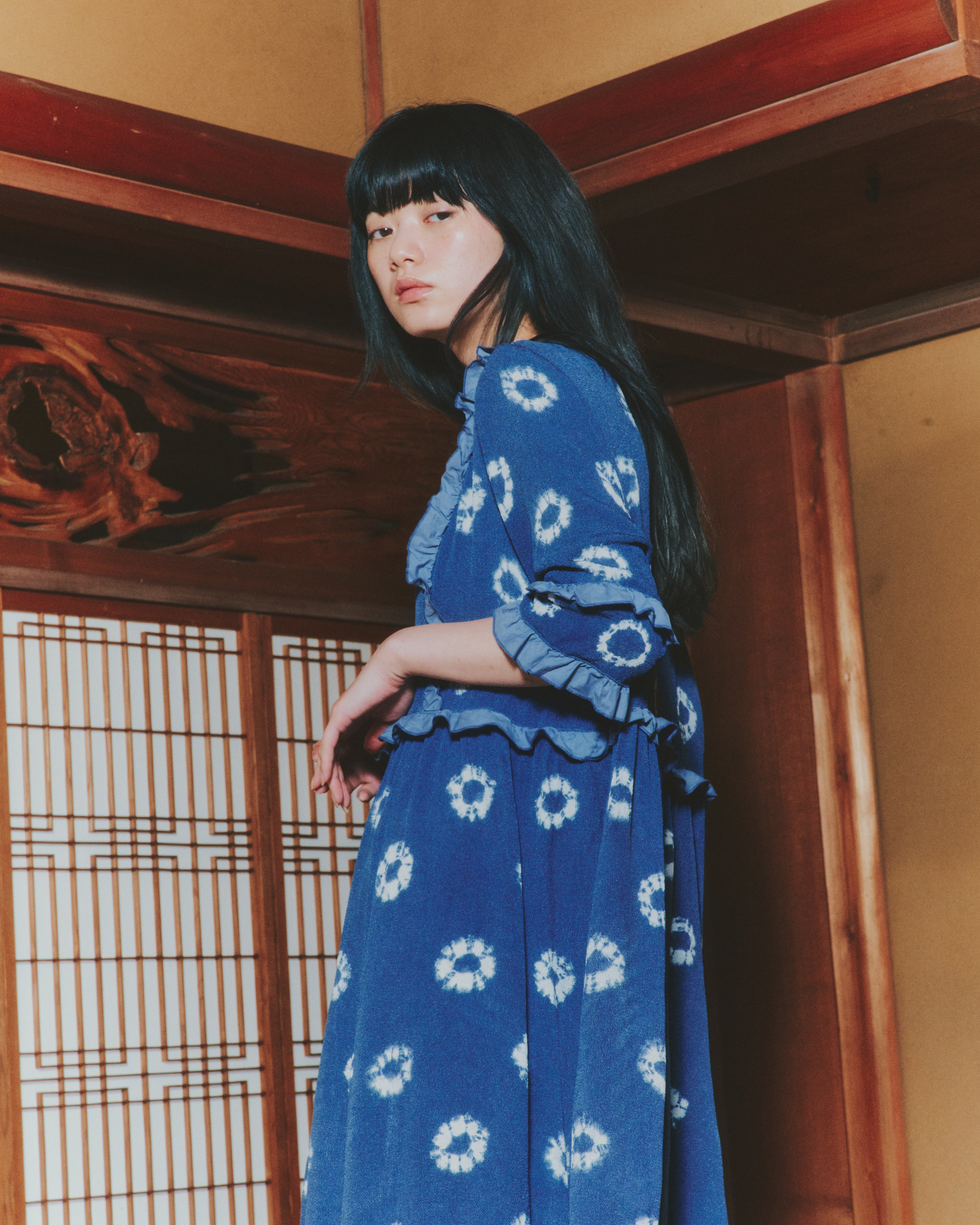 【WORKSHOP】常盤 "Nui-shibori"ruffle dress