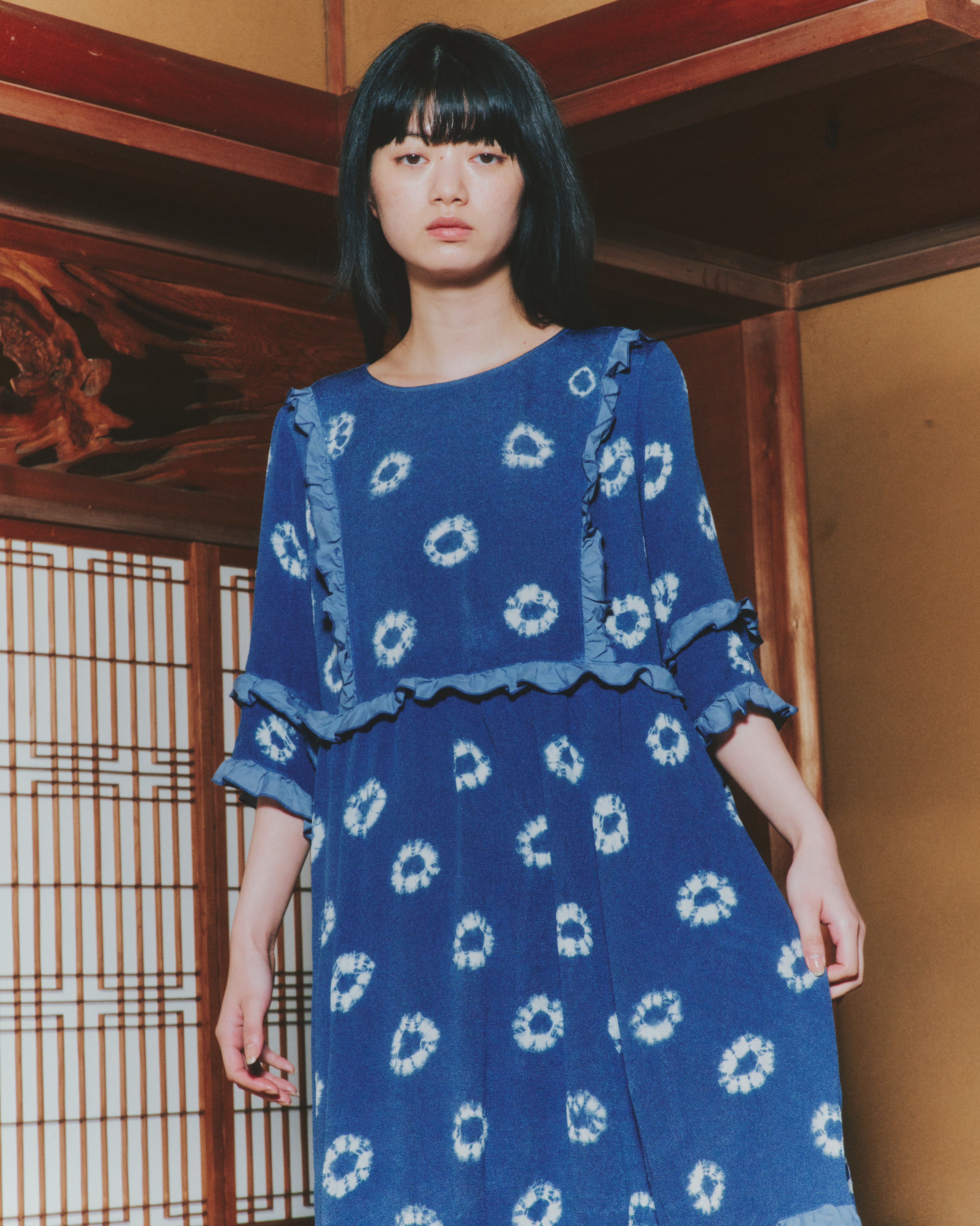 【WORKSHOP】常盤 "Nui-shibori"ruffle dress
