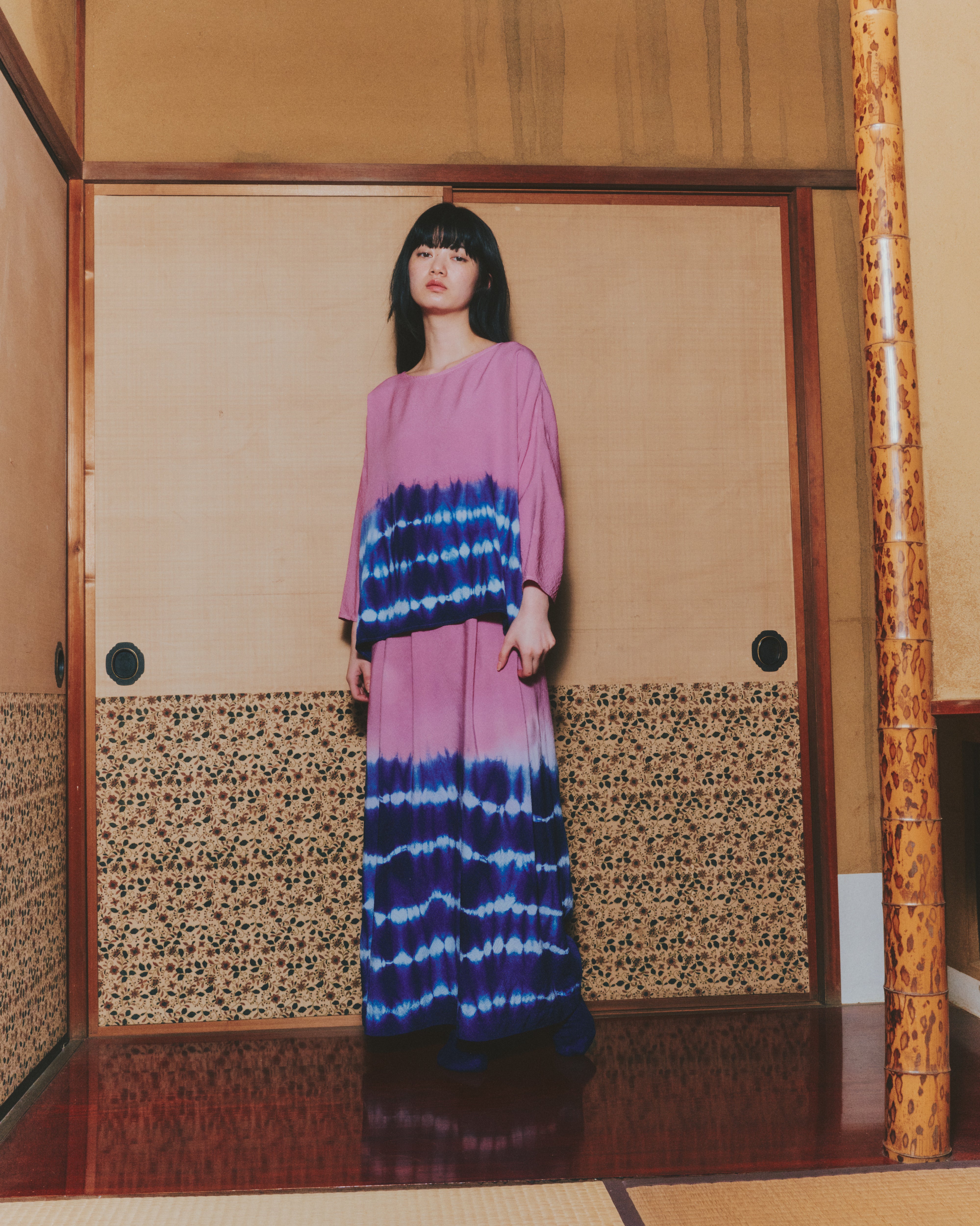 【ORDER】青柳 "Shibori" long skirt