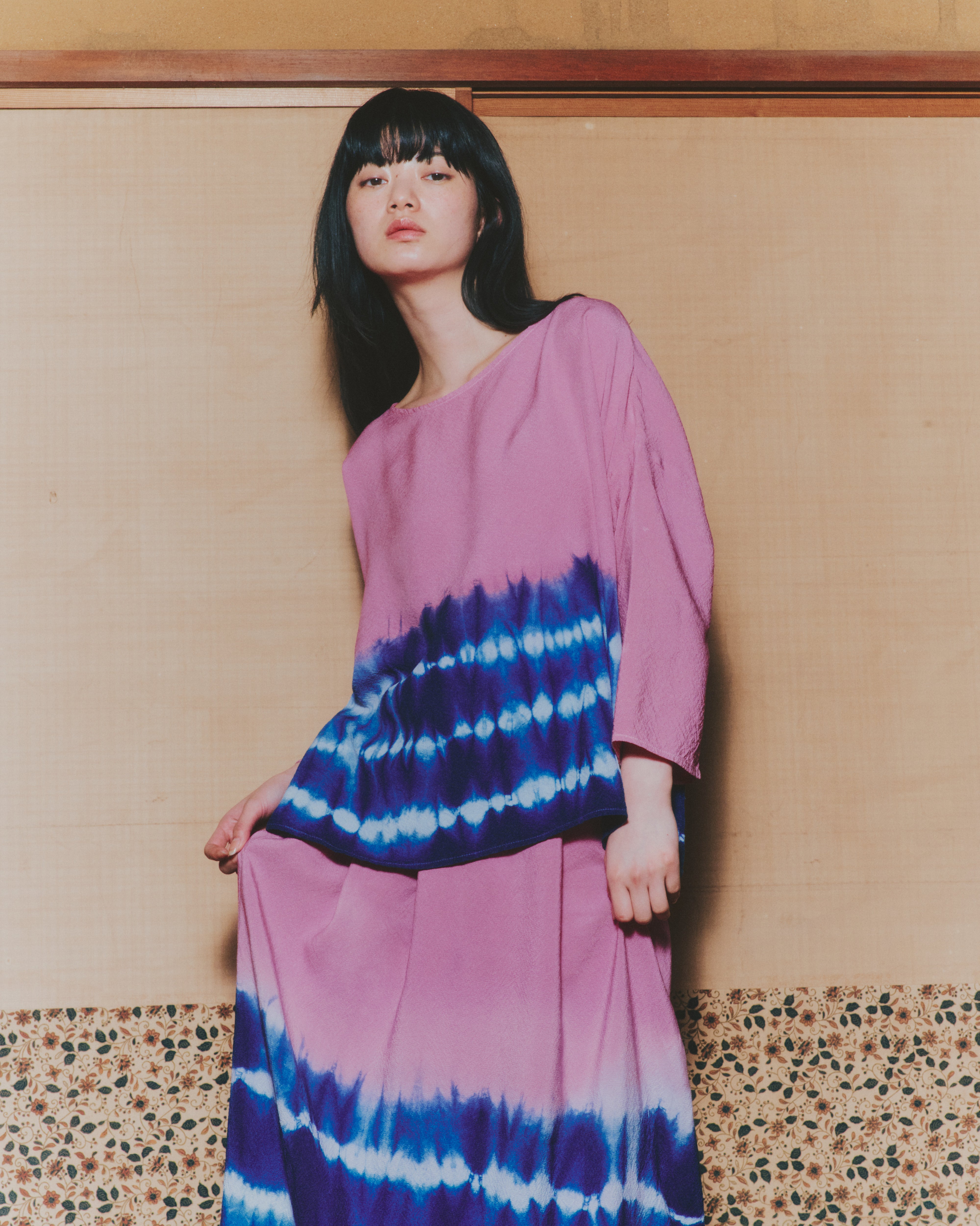 【ORDER】青柳 "Shibori" long skirt