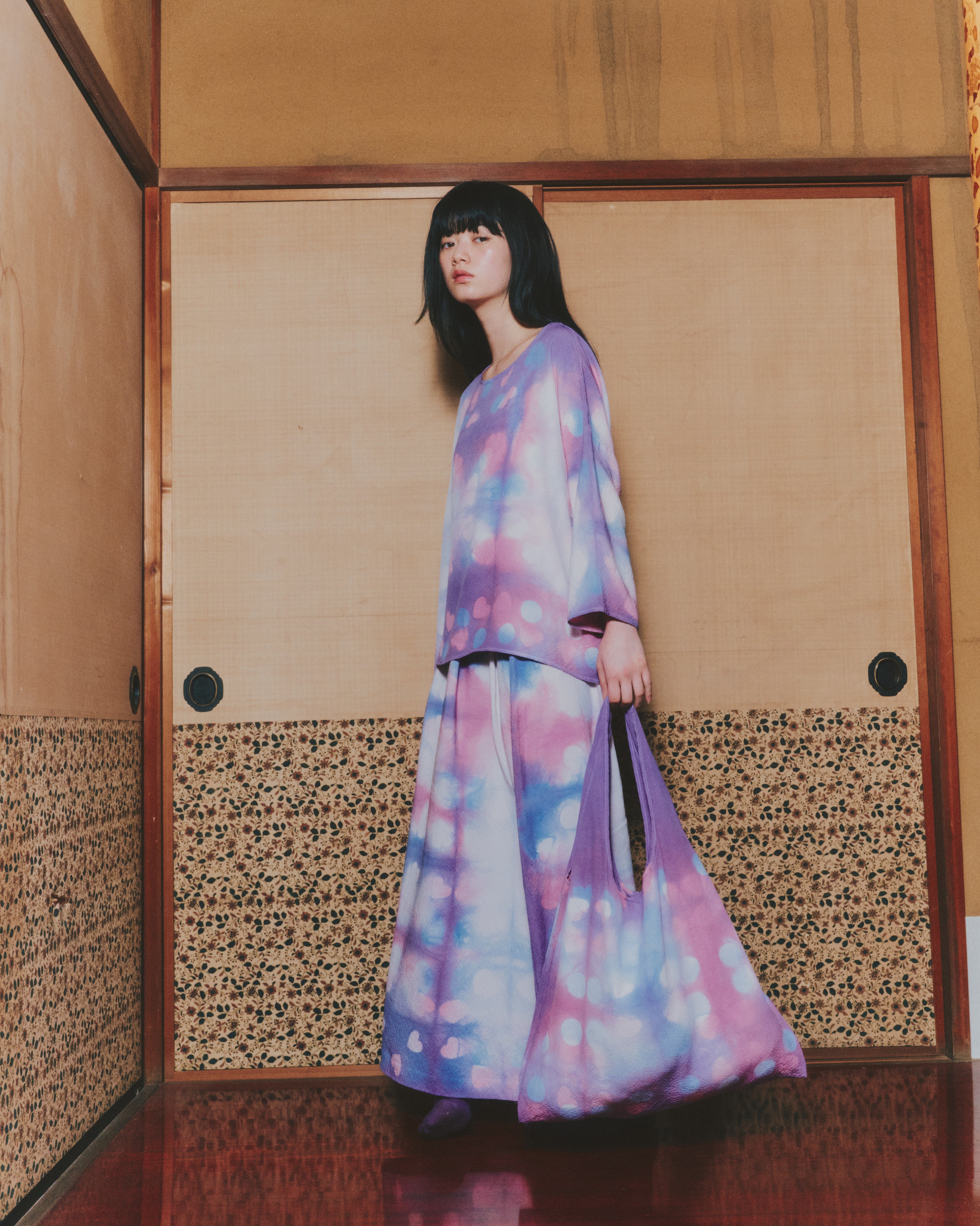 【ORDER】夢路 "Itajime-shibori" half sleeve top