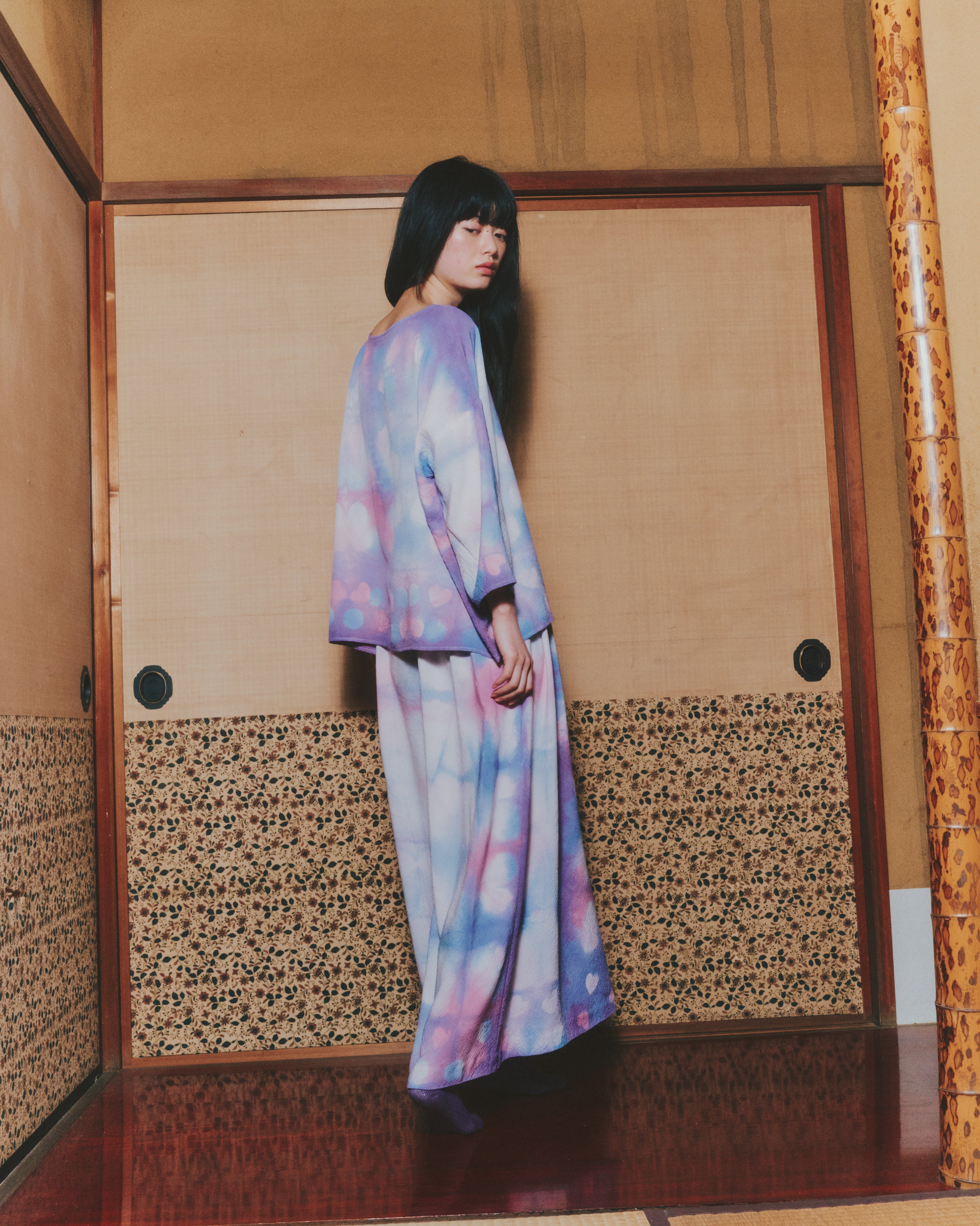 【ORDER】夢路 "Itajime-shibori" half sleeve top