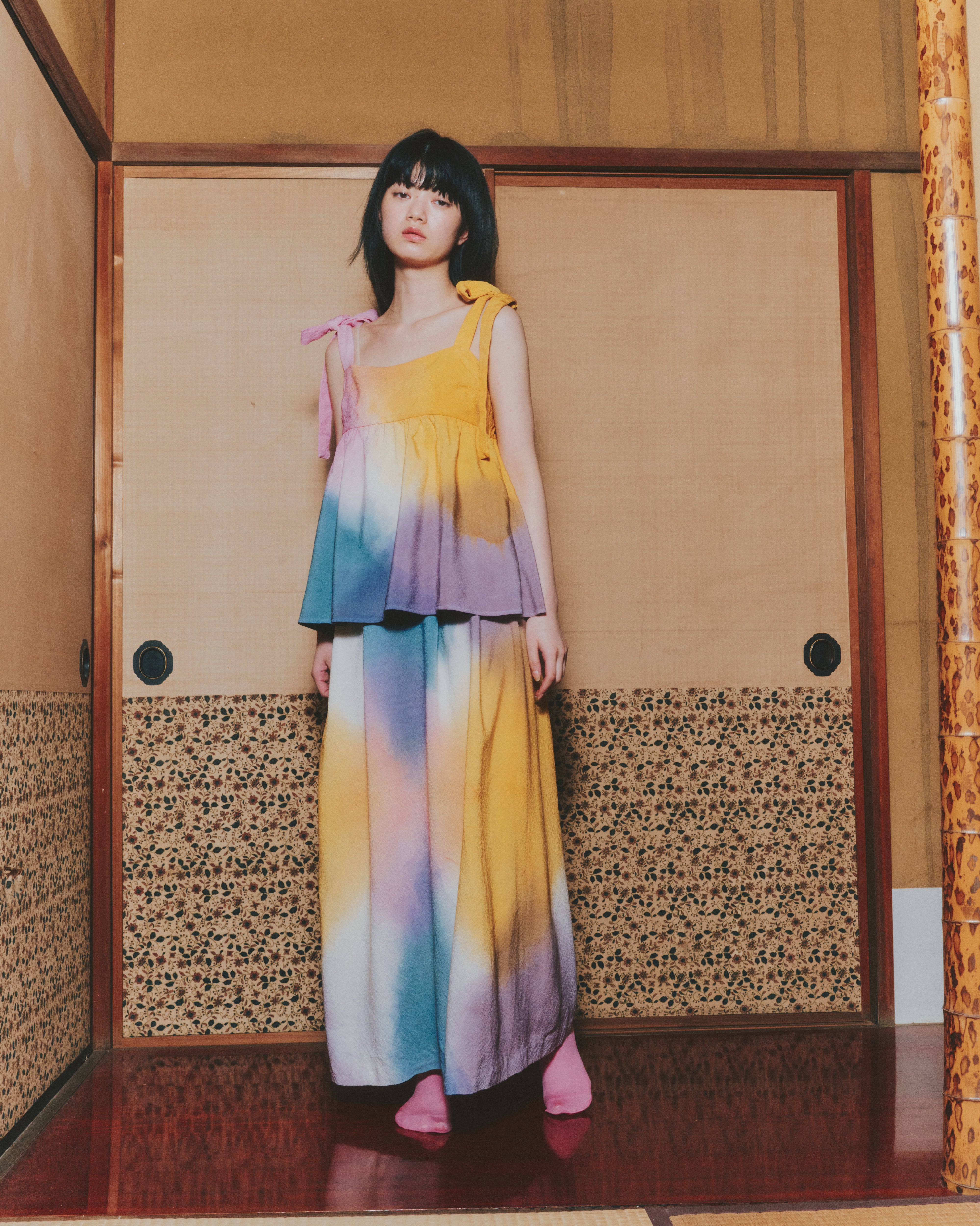 【ORDER】露草 Gradient-dyed long skirt
