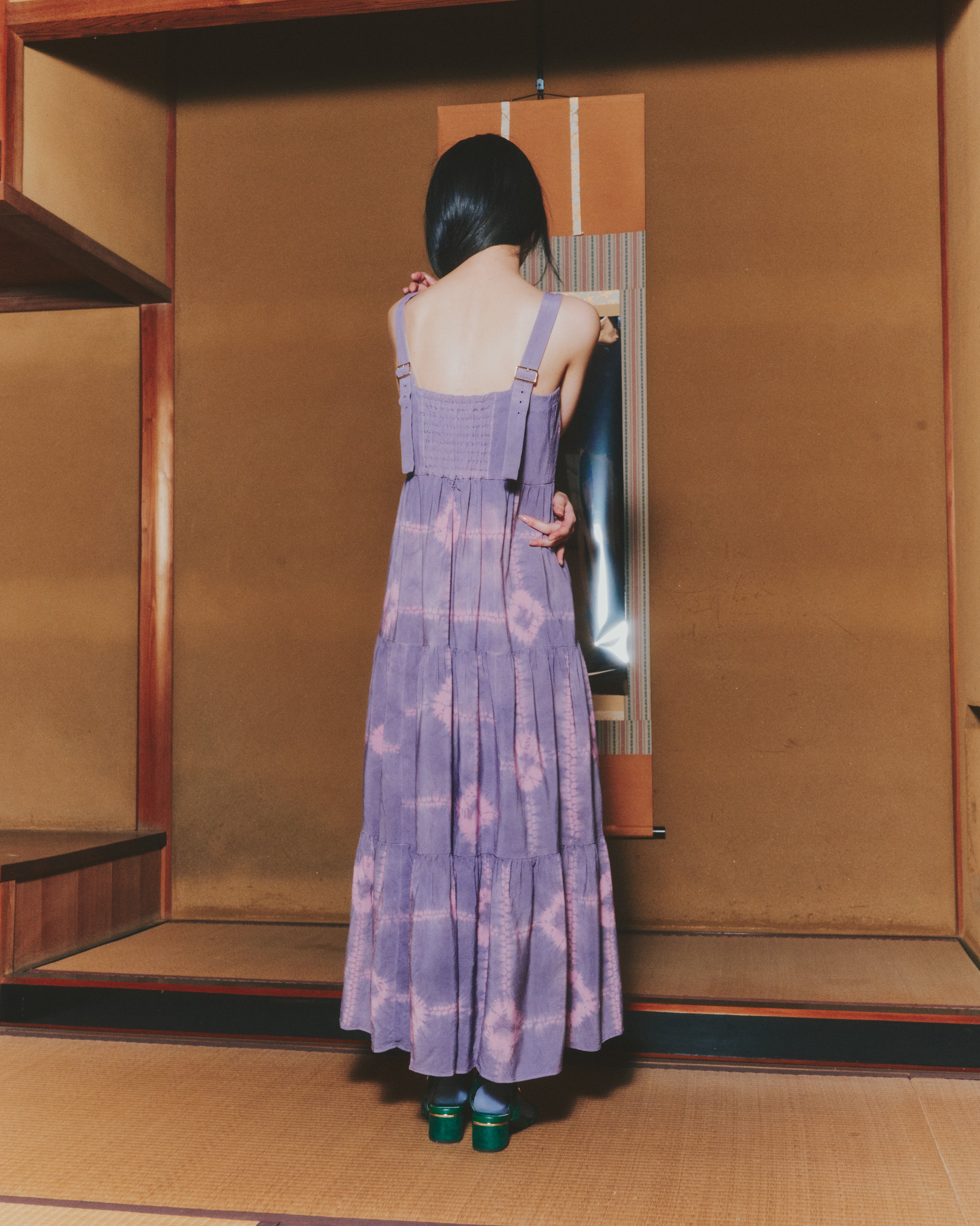 【WORKSHOP】花扇 "Nui-shibori" Gathered tiered dress