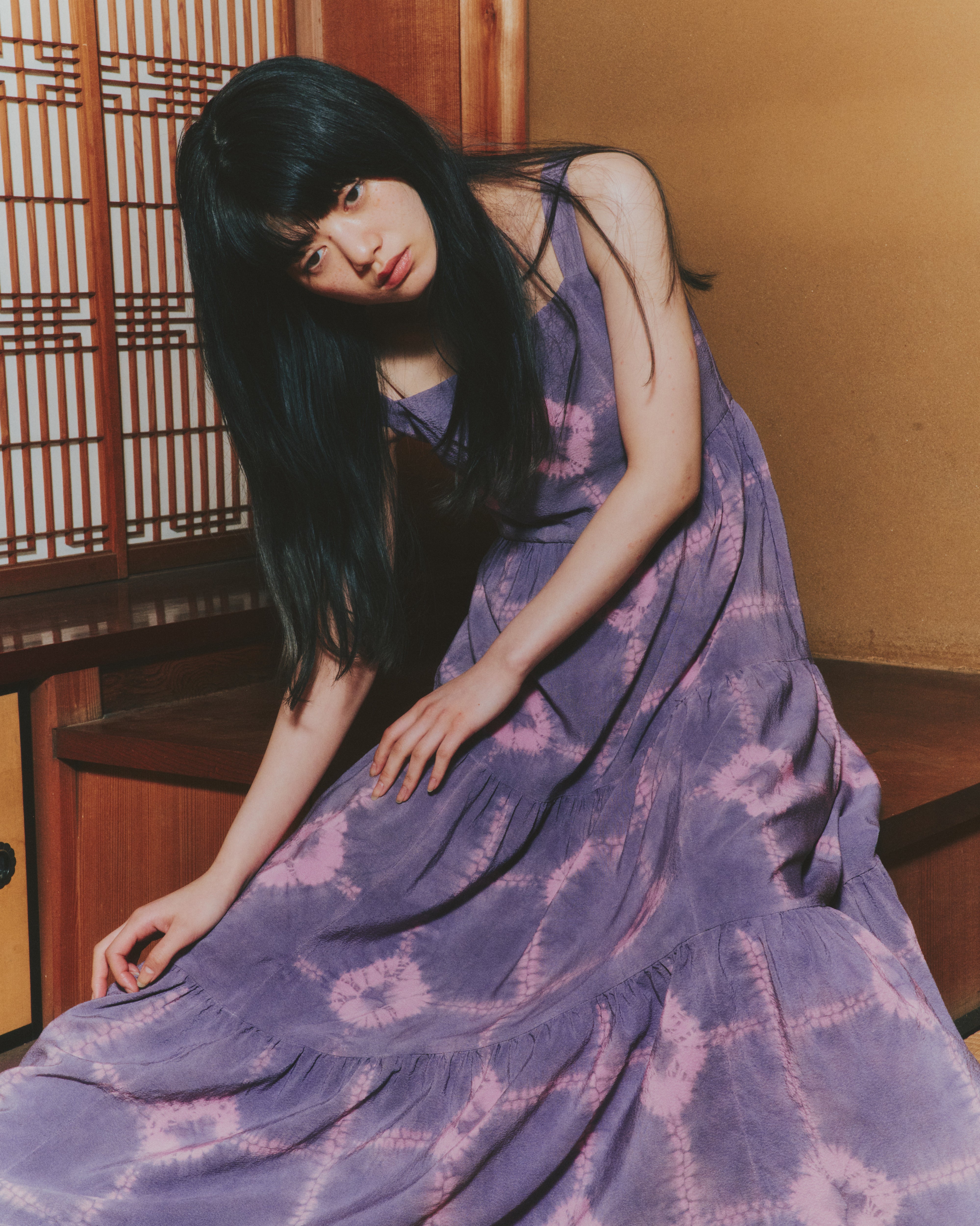 【WORKSHOP】花扇 "Nui-shibori" Gathered tiered dress