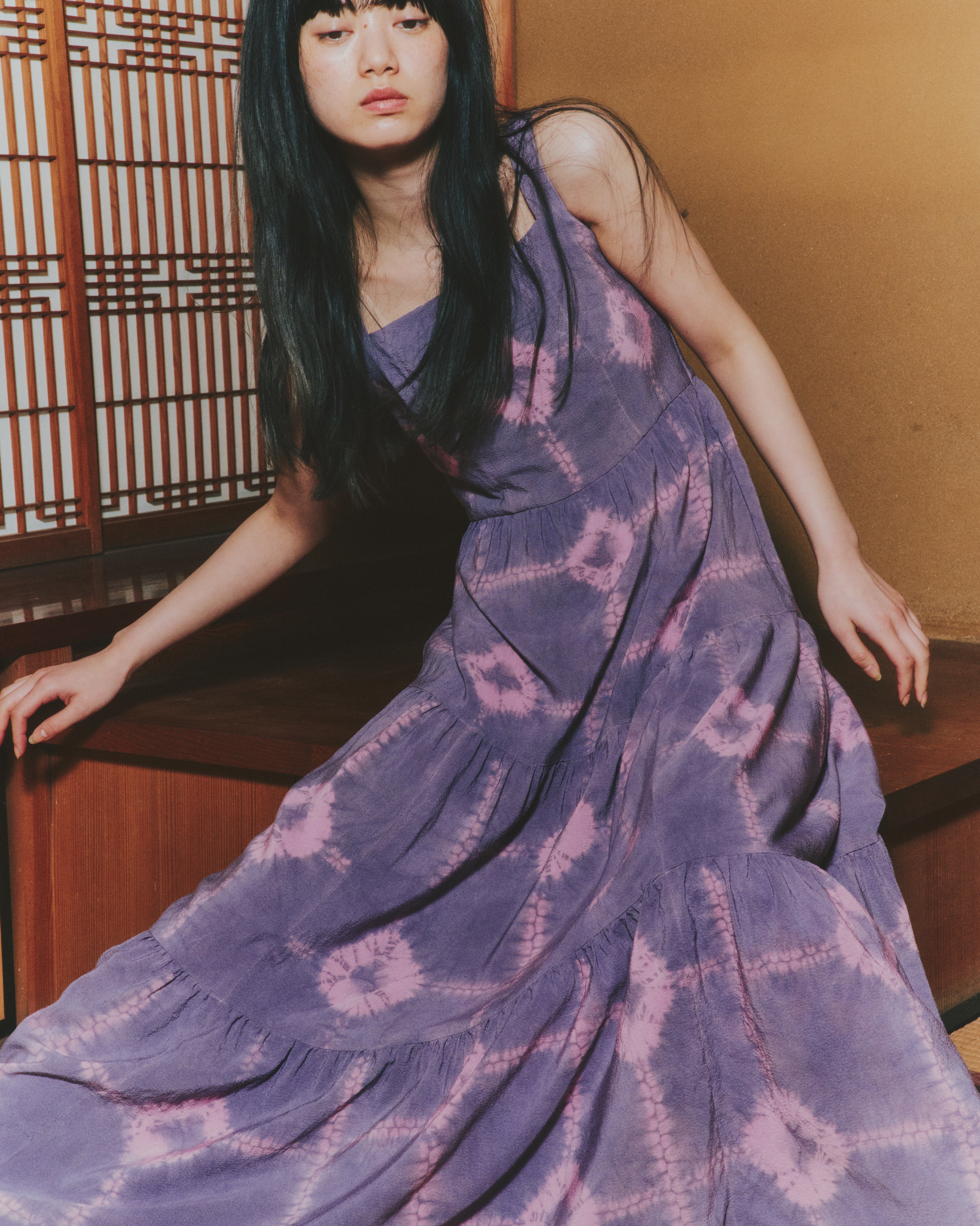 【WORKSHOP】花扇 "Nui-shibori" Gathered tiered dress