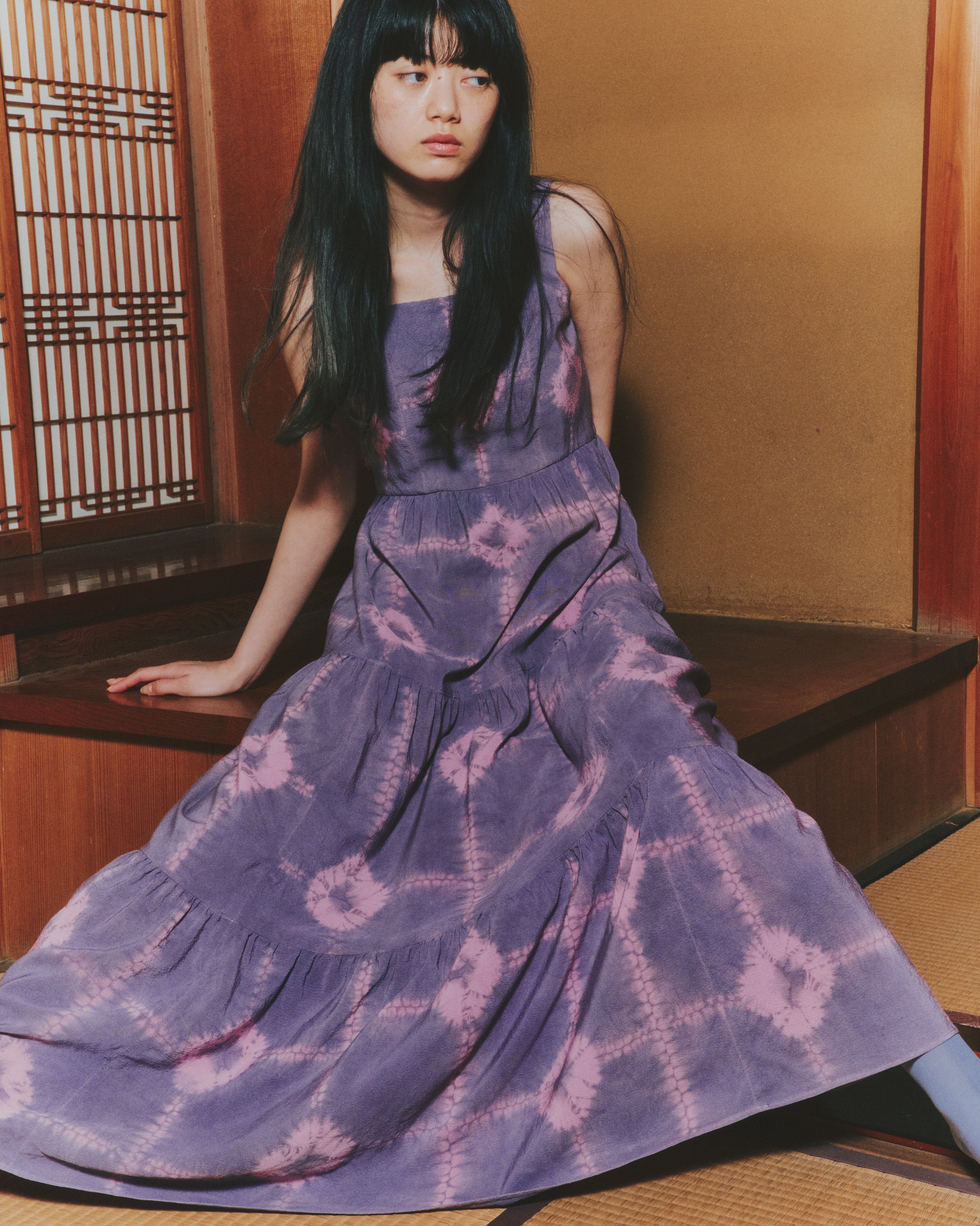 【WORKSHOP】花扇 "Nui-shibori" Gathered tiered dress