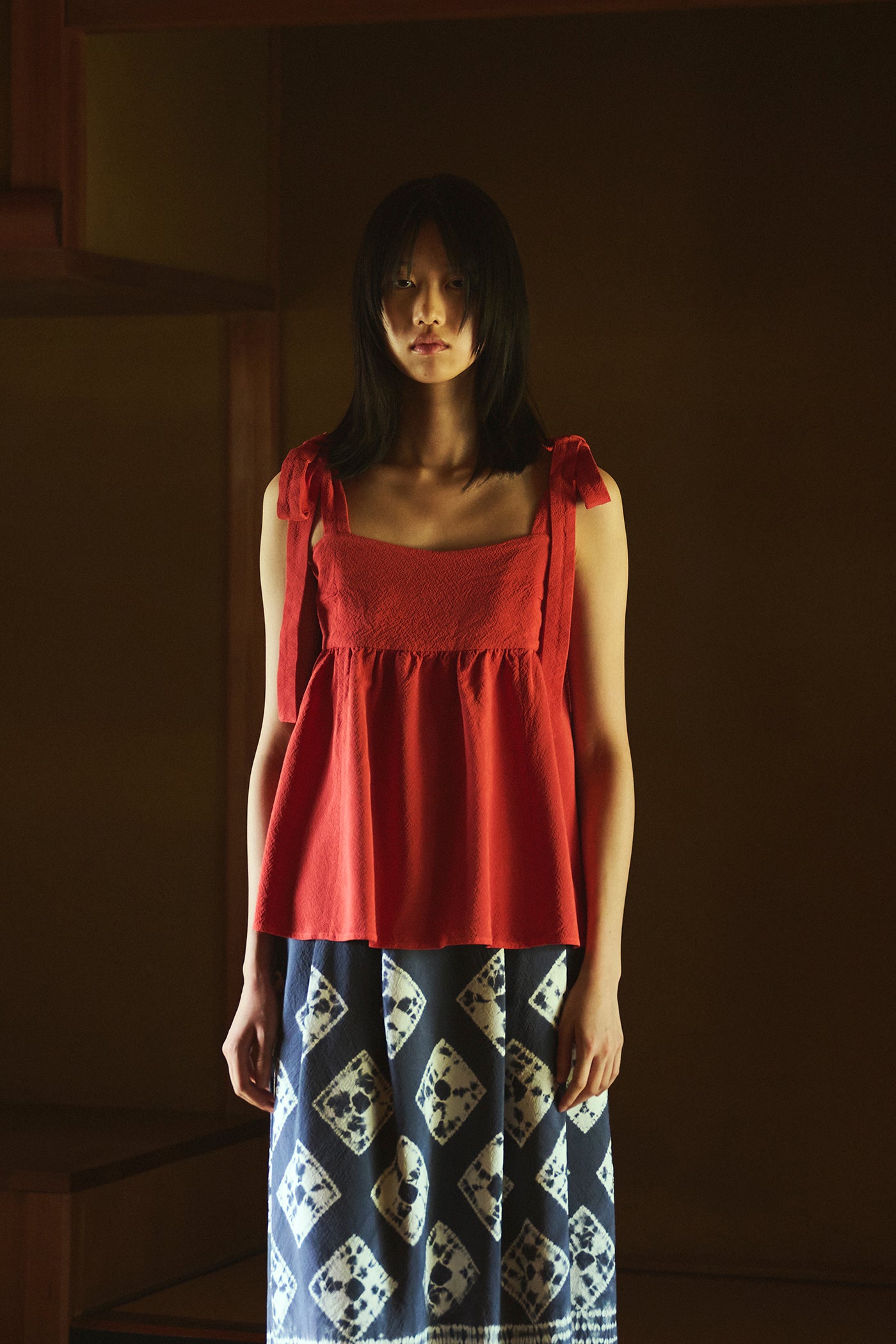 Madder-Dyed Silk Ribbon Camisole