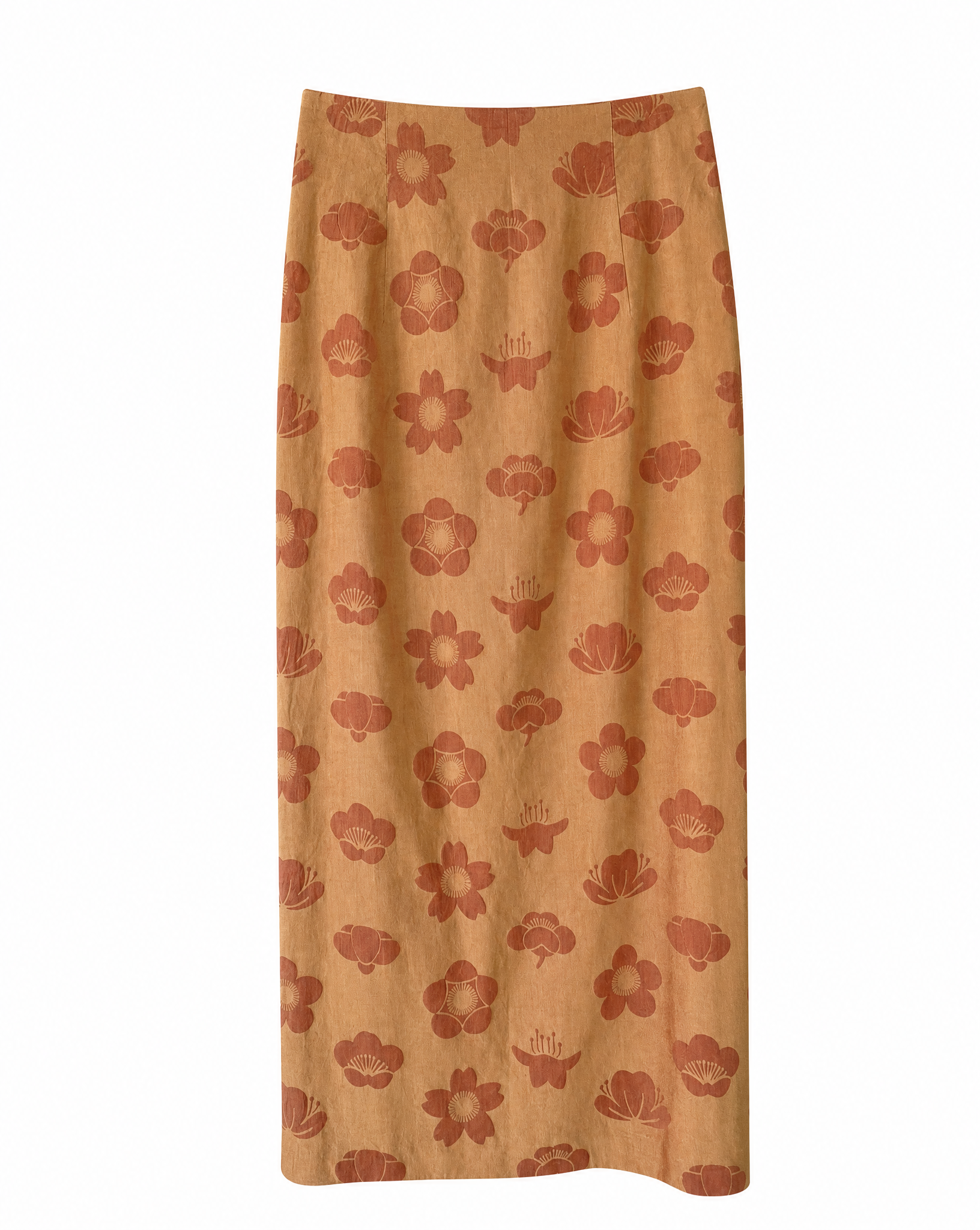 Marigold-Dyed Silk Jacquard Pattern Skirt YELLOW