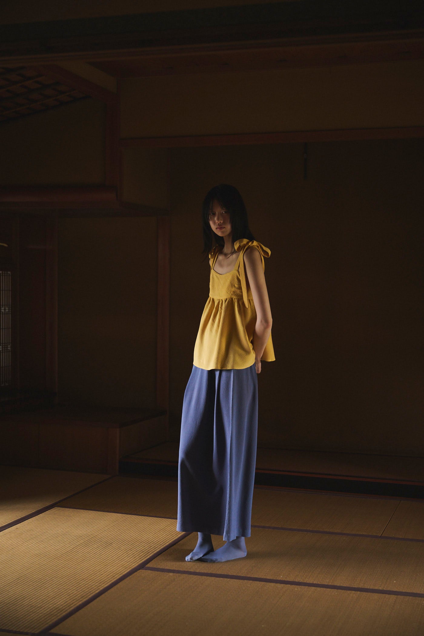 Logwood-Dyed Silk Long Skirt
