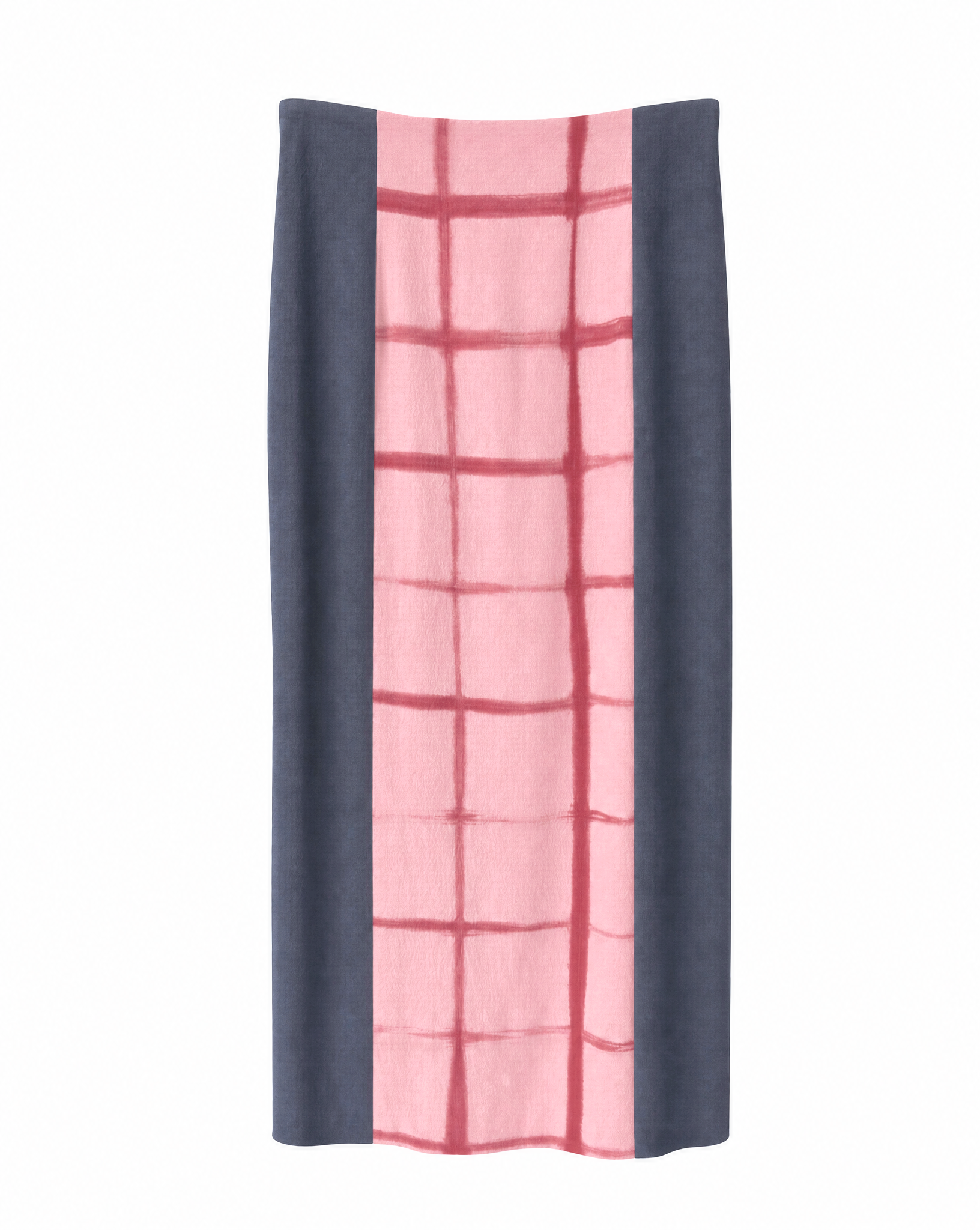 Natural-Dyed "Itajime Shibori" Silk Skirt PINK