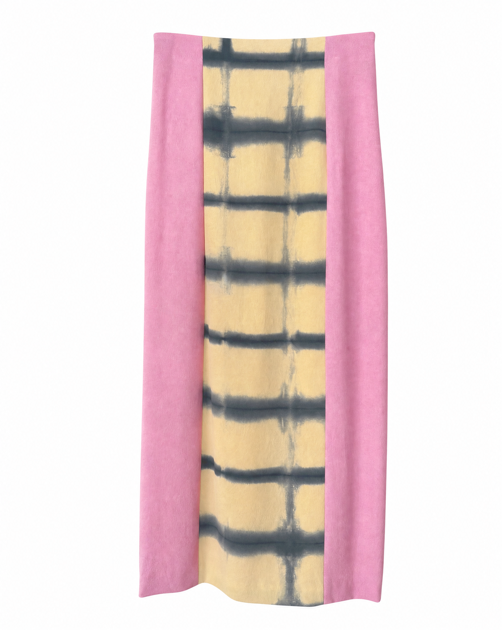 Natural-Dyed "Itajime Shibori" Silk Skirt YELLOW