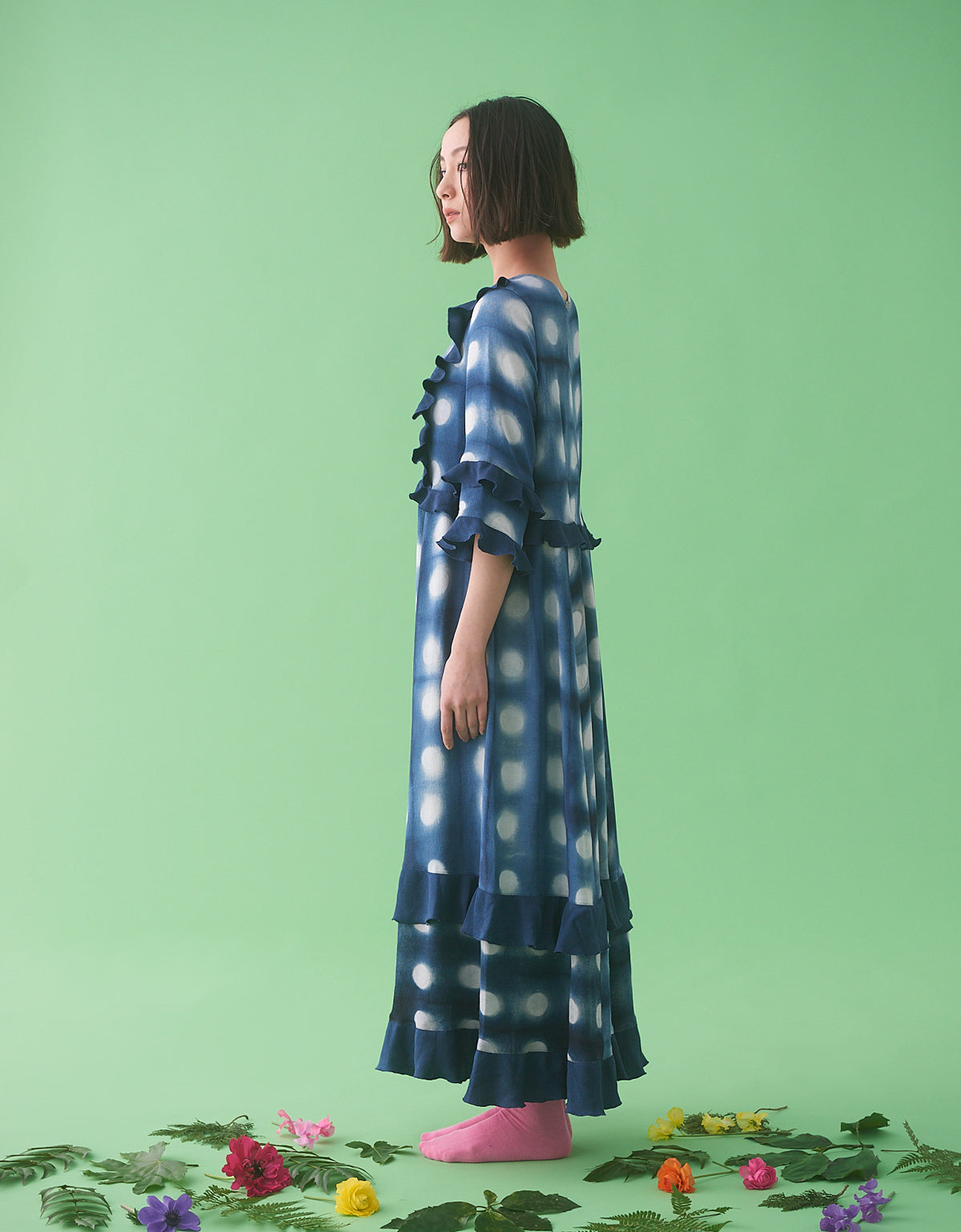 「KURUME」 板締め絞りitajime-shibori dress