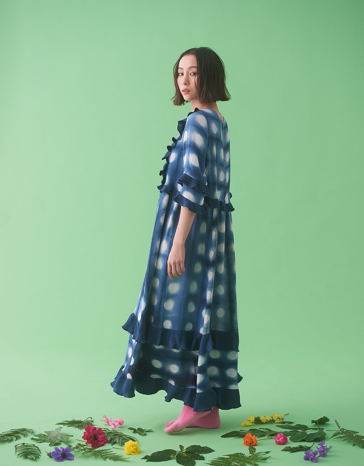 「KURUME」 板締め絞りitajime-shibori dress