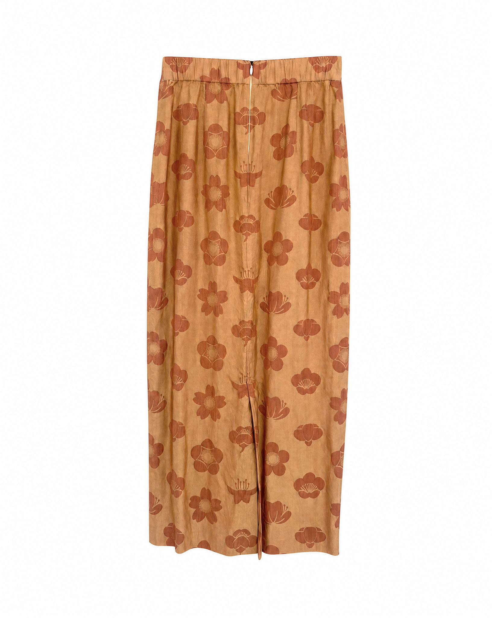 Marigold-Dyed Silk Jacquard Pattern Skirt YELLOW