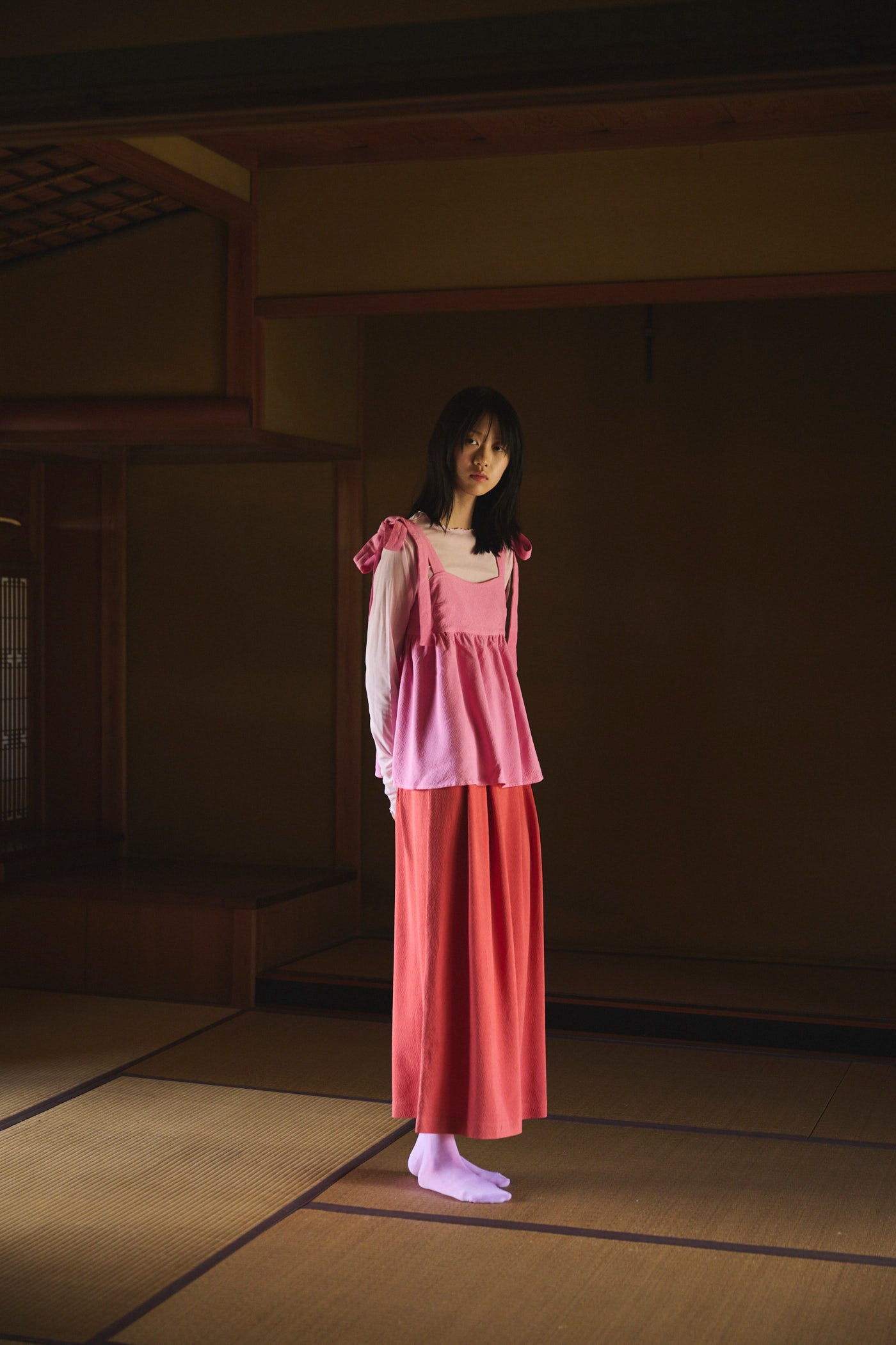 Madder-Dyed Silk Long Skirt