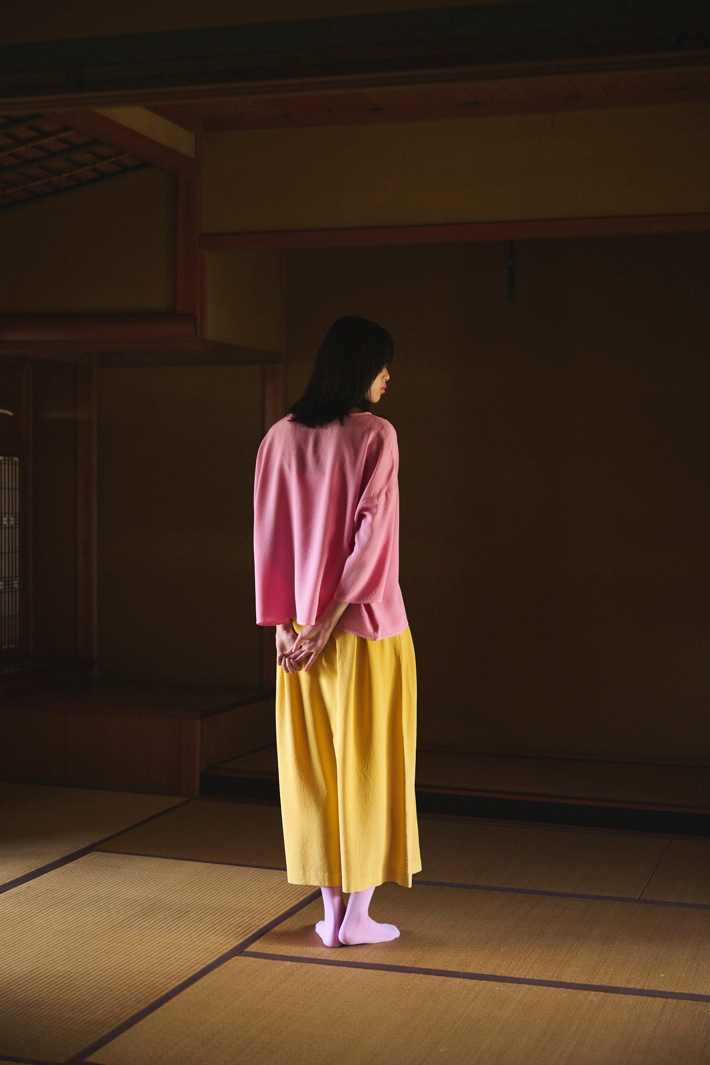Marigold-Dyed Silk Long Skirt