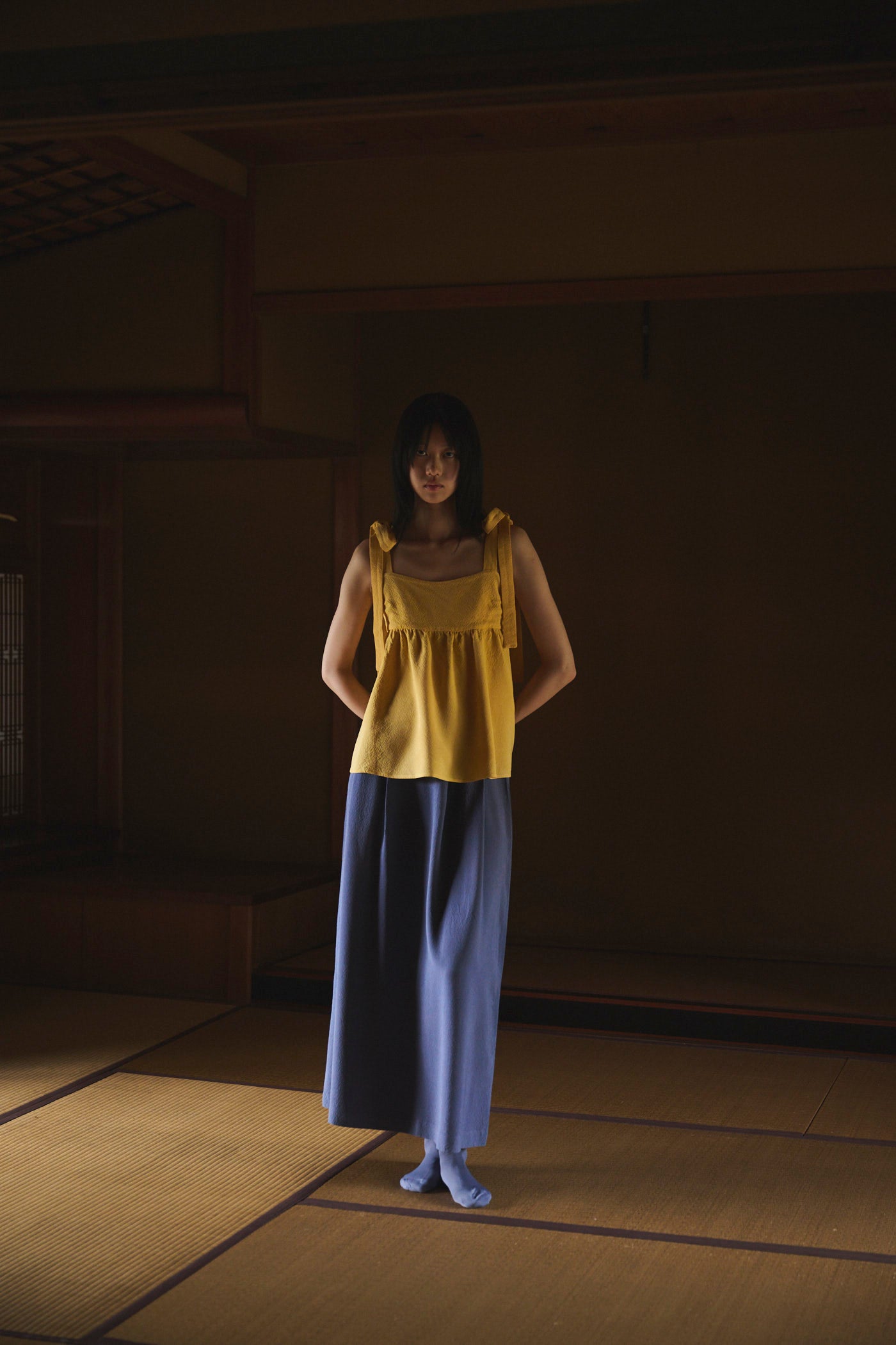 Logwood-Dyed Silk Long Skirt