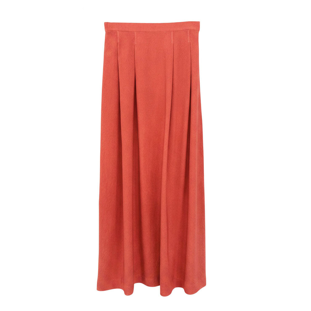 Madder-Dyed Silk Long Skirt