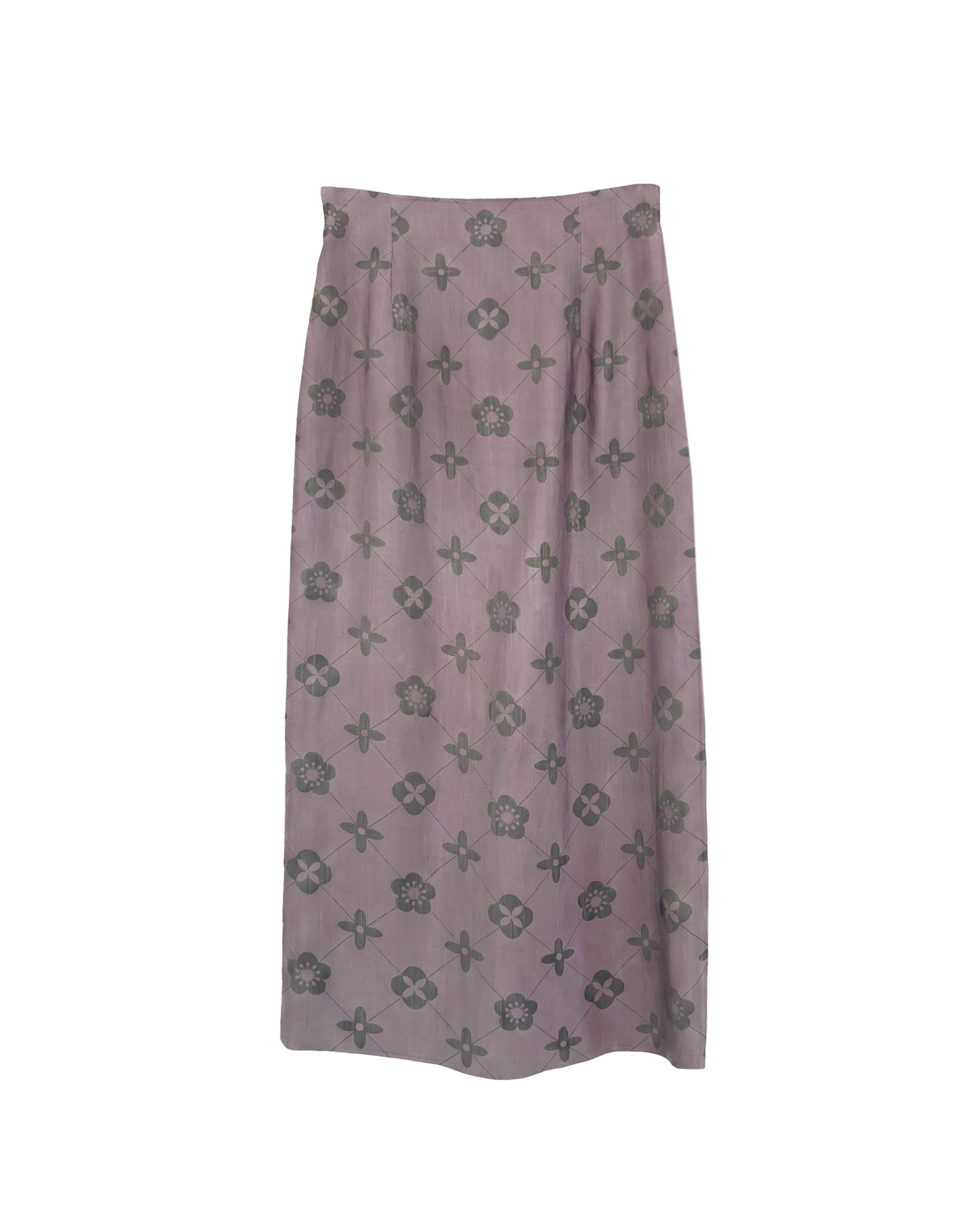 Cochineal-Dyed Silk Jacquard Pattern Skirt