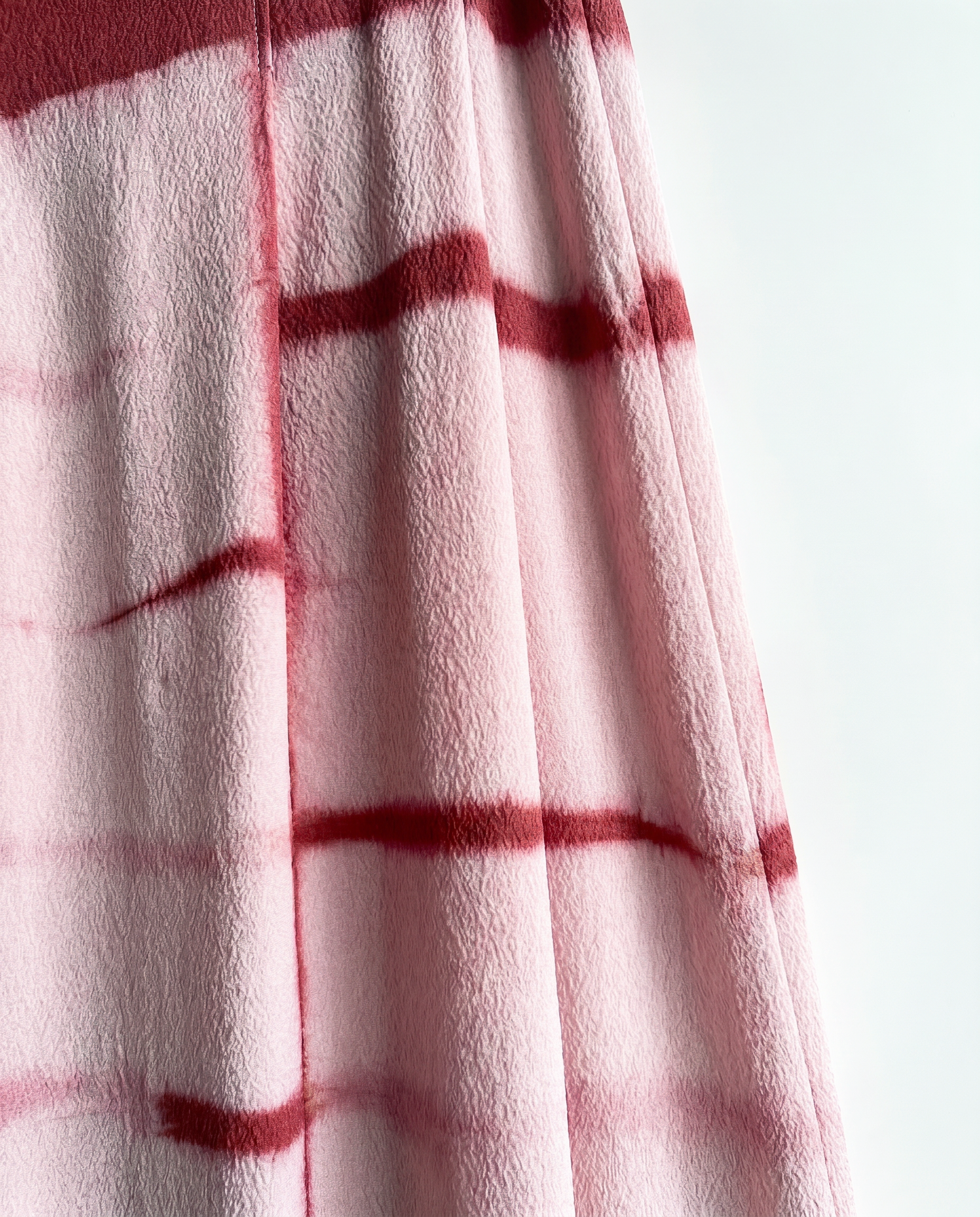 Natural-Dyed Itajime Shibori Silk Long Skirt PINK