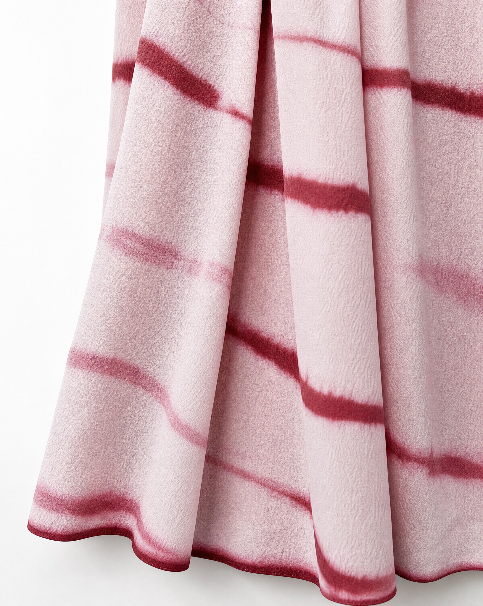Natural-Dyed Itajime Shibori Silk Long Skirt PINK