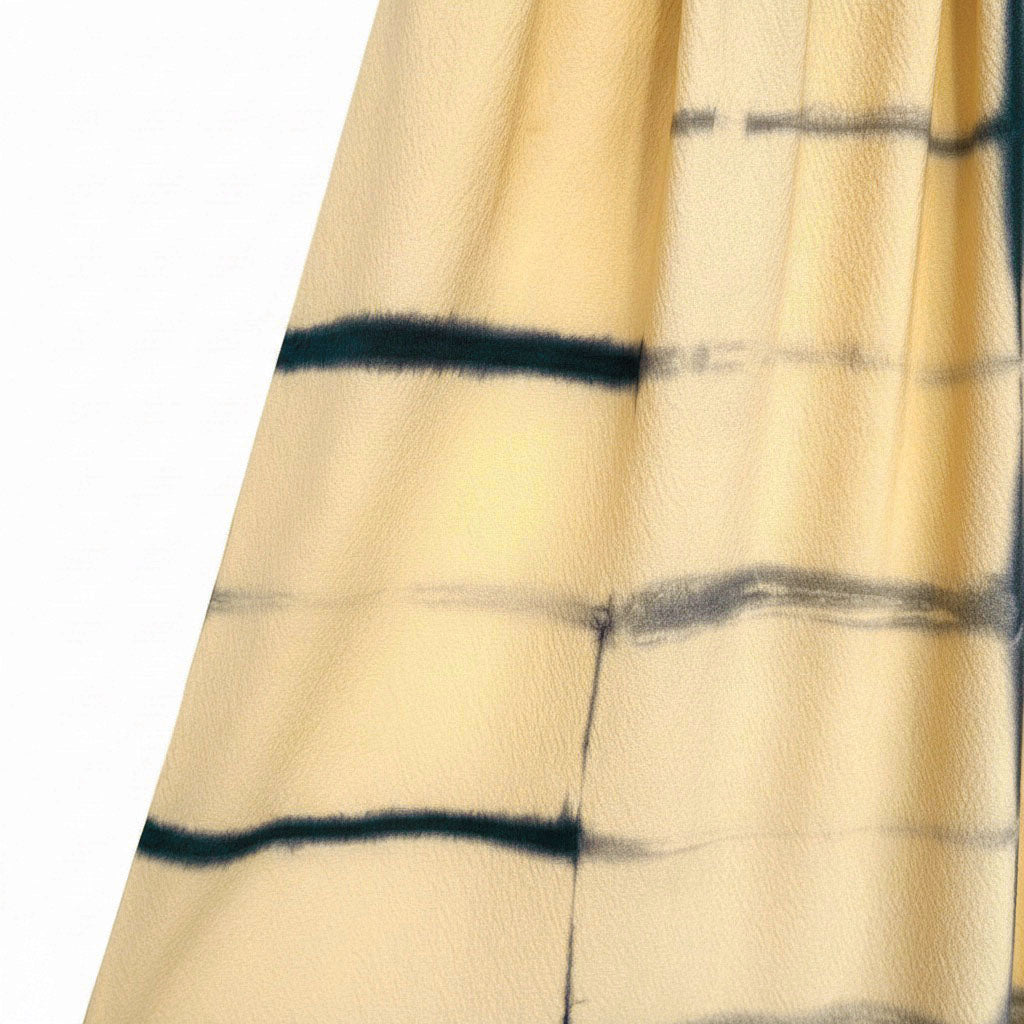 Natural-Dyed Itajime Shibori Silk Long Skirt YELLOW